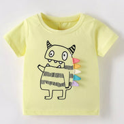 Children's Cute Cartoon Monster Graphic Short Sleeve T-Shirt - Little Janey Shop