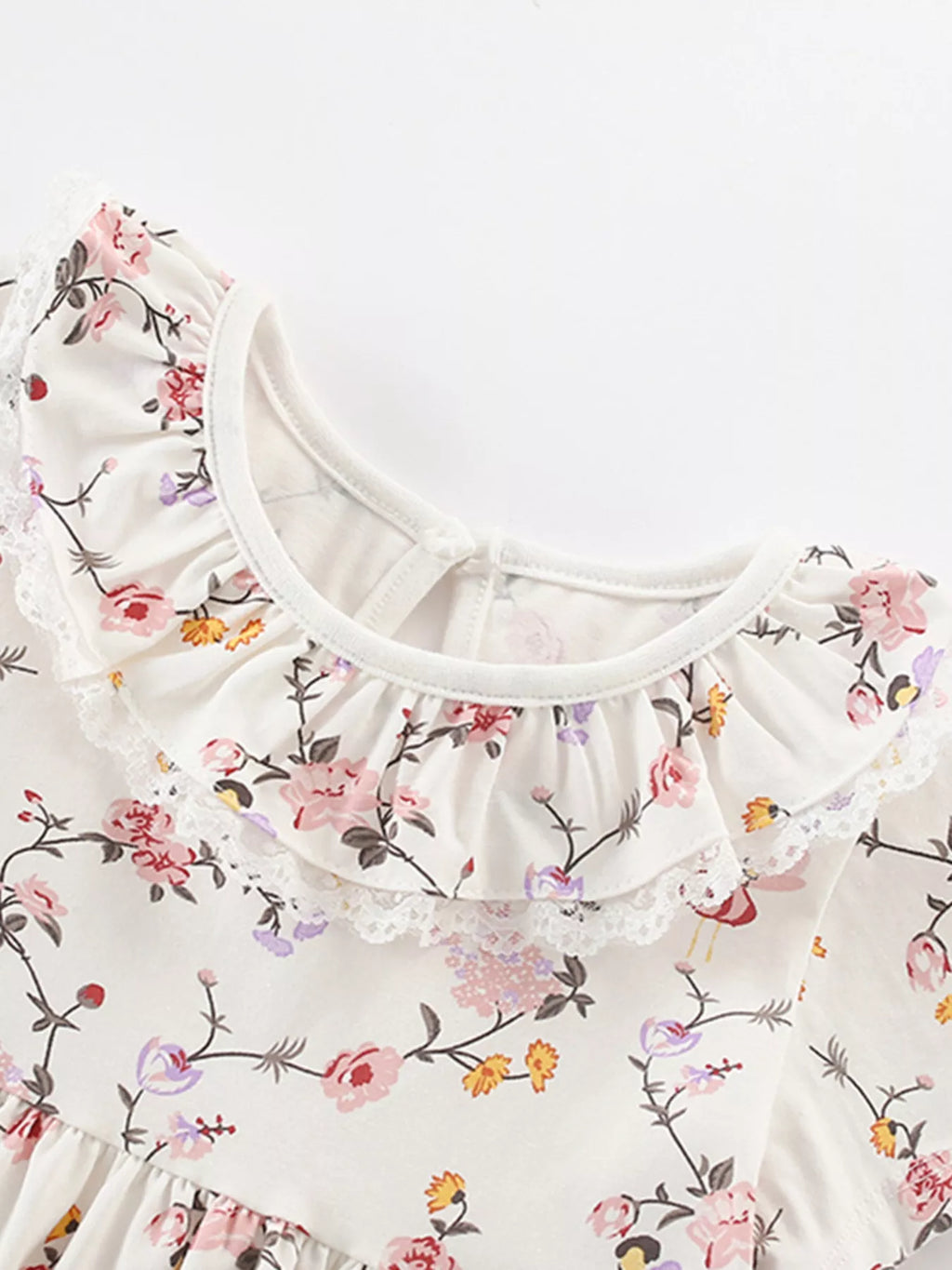 Children's Floral Print Ruffle Collar Dress - Little Janey Shop