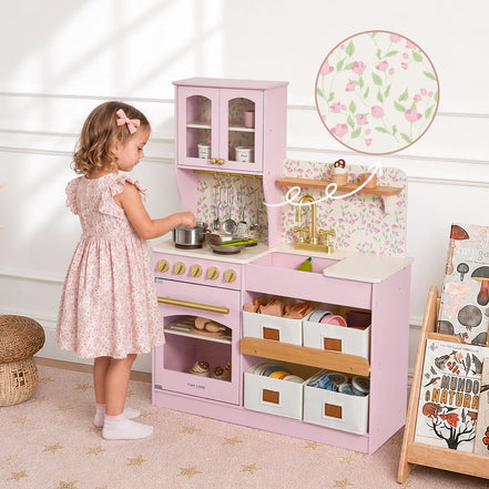 Tiny Land® Wooden Play Kitchen with Storage for Creative Toddlers