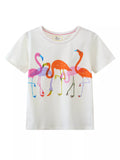 Children's Casual Flamingo Round Neck T-Shirt - Little Janey Shop