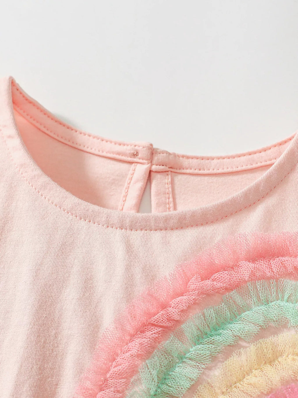 Children's Watermelon Pink Rainbow Appliqué Tulle Dress - Little Janey Shop