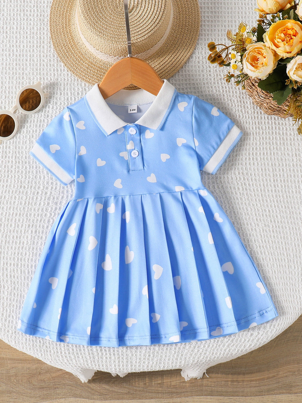 Children's Heart Print Pleated Dress - Little Janey Shop