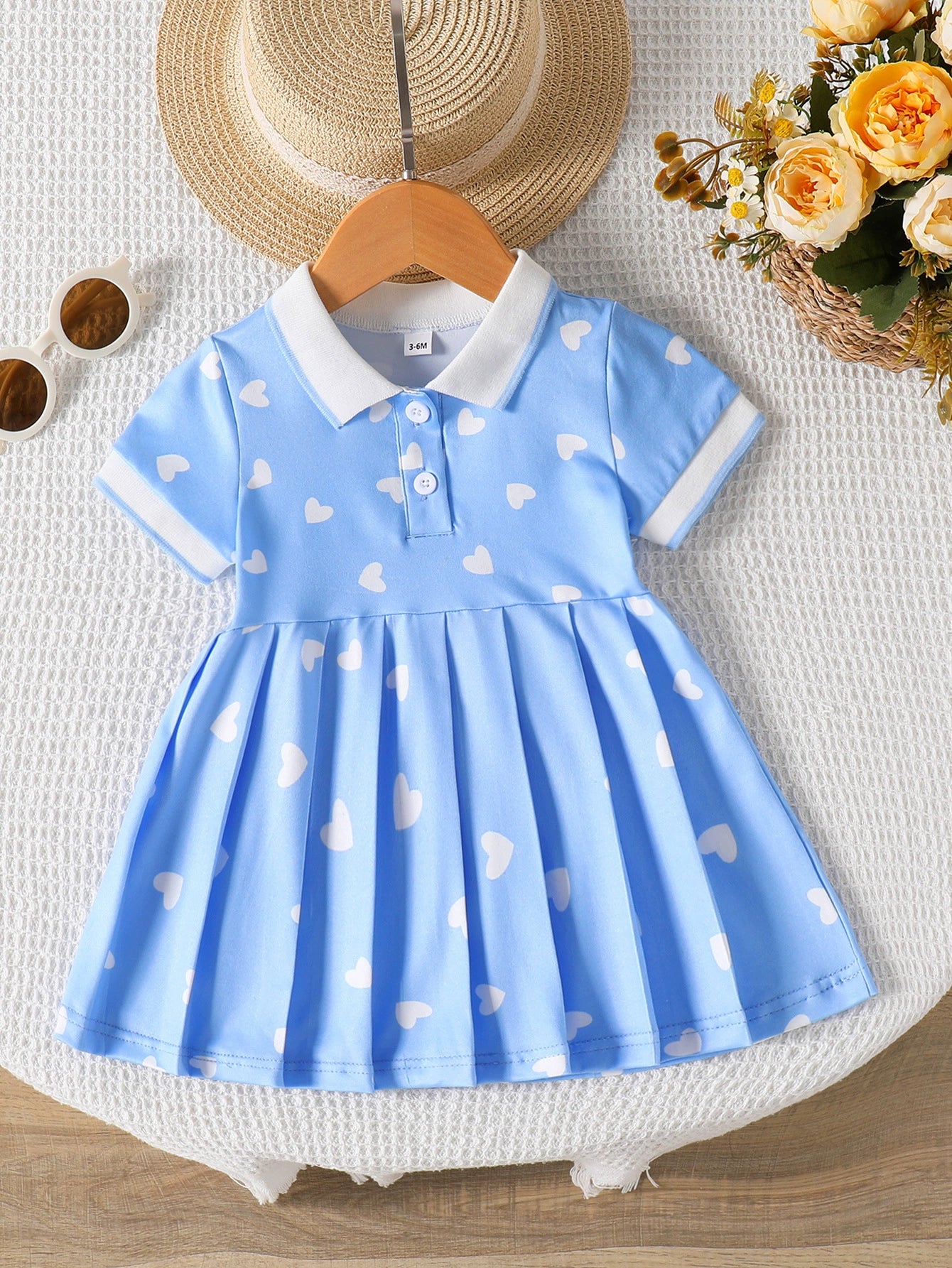 Children's Heart Print Pleated Dress - Little Janey Shop