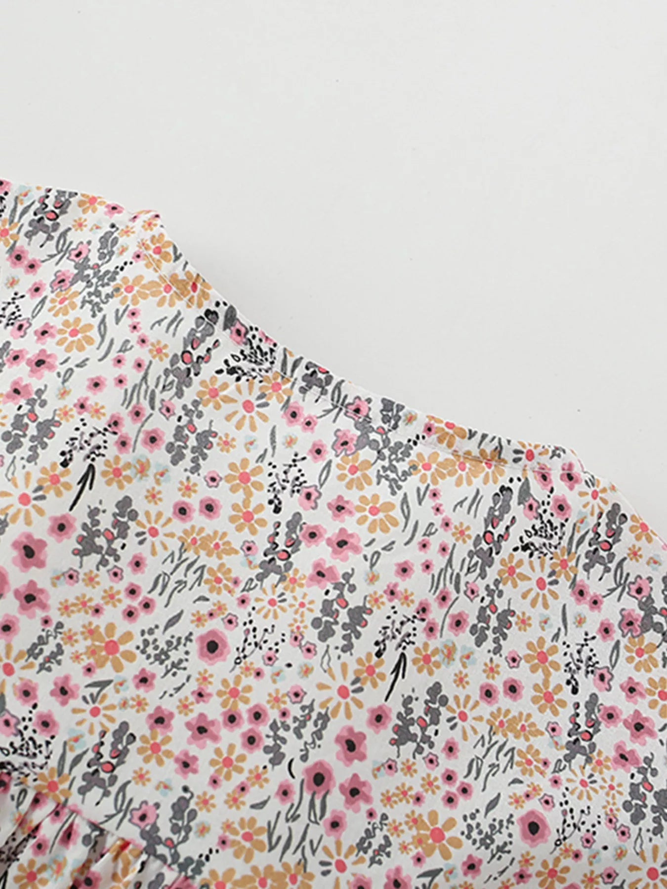 Children's Floral Print Button - Front Ruffle Sleeve Dress - Little Janey Shop