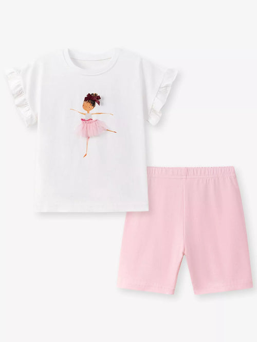 Children's Ballerina Graphic Tee & Shorts Set - Little Janey Shop