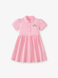Children's Rainbow Embroidered Polo Dress - Little Janey Shop