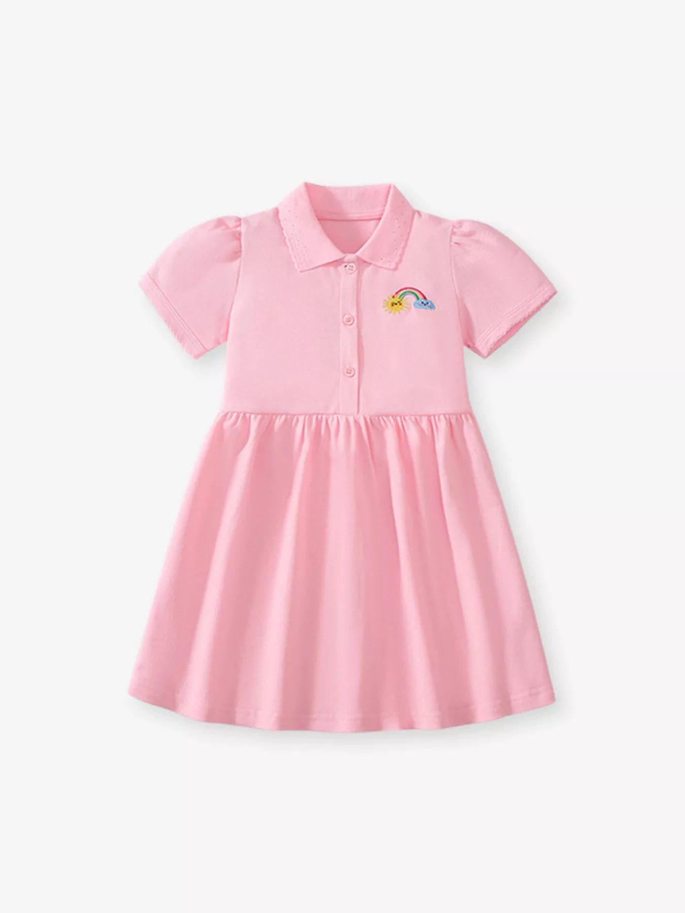 Children's Rainbow Embroidered Polo Dress - Little Janey Shop