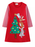 Children's Christmas Tree Animal Long Sleeve Dress - Little Janey Shop