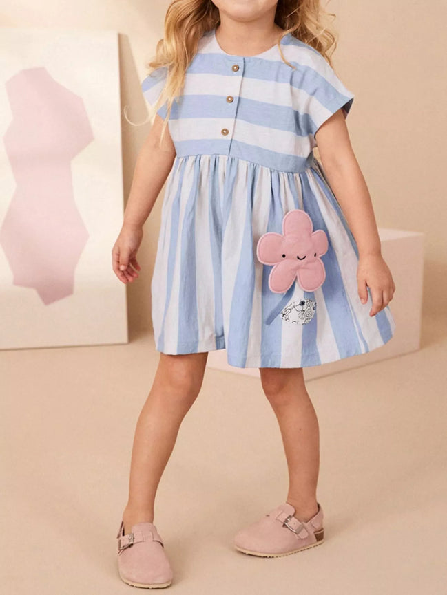 Children's Striped Button Detail Dress - Little Janey Shop