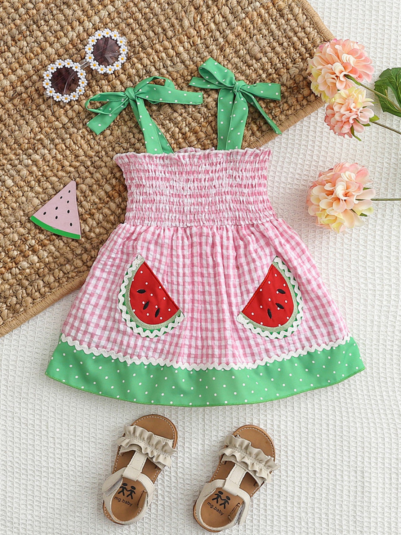 Children's Watermelon Gingham Smocked Dress - Little Janey Shop