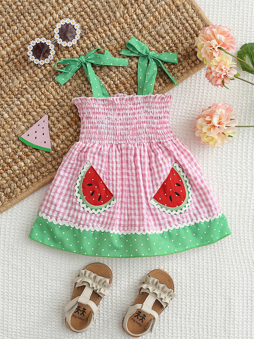 Children's Watermelon Gingham Smocked Dress - Little Janey Shop