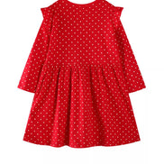 Children's Christmas Reindeer Polka Dot Long Sleeve Dress - Little Janey Shop