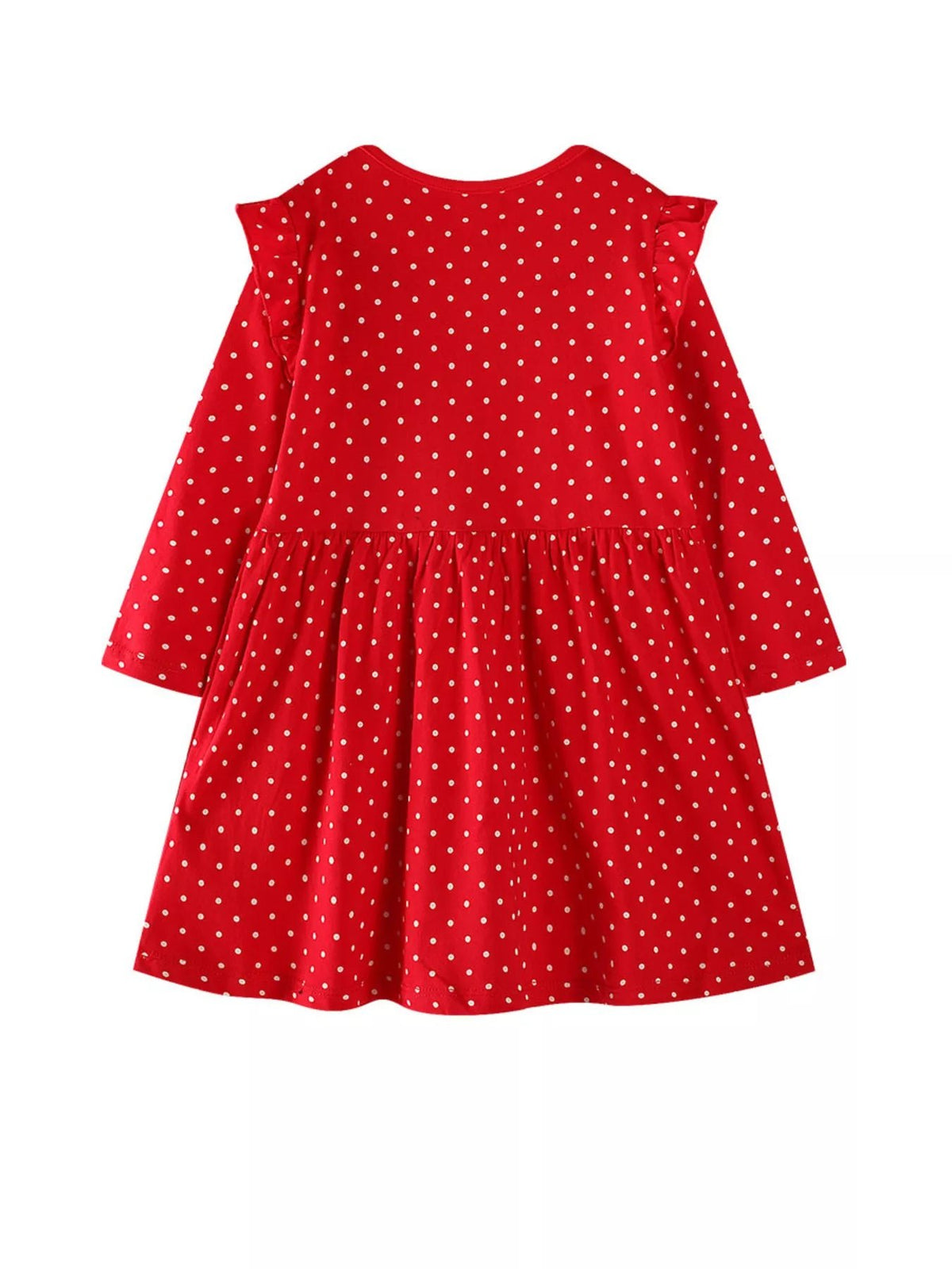 Children's Christmas Reindeer Polka Dot Long Sleeve Dress - Little Janey Shop