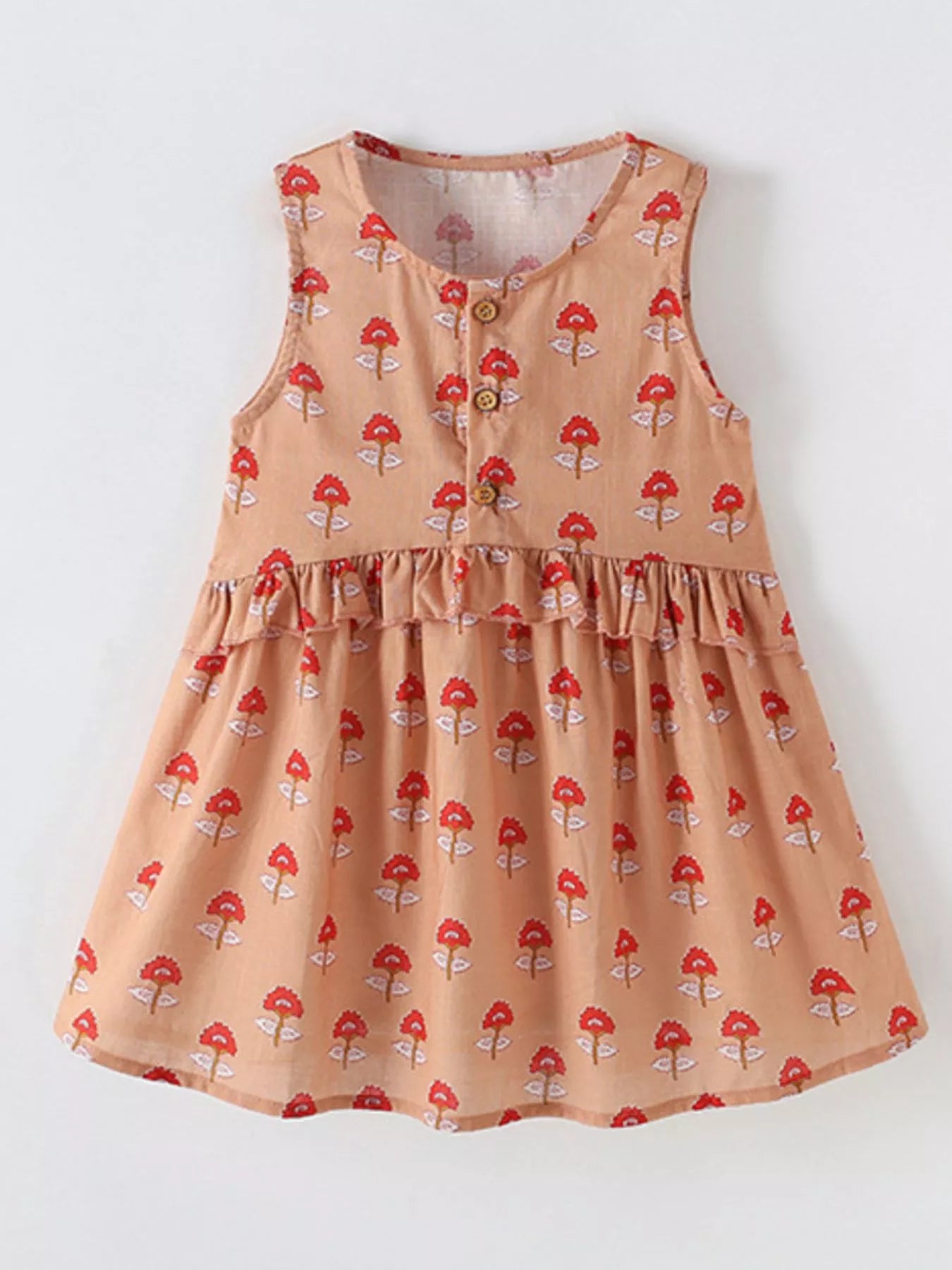 Children's Floral Print Sleeveless Ruffle Dress - Little Janey Shop