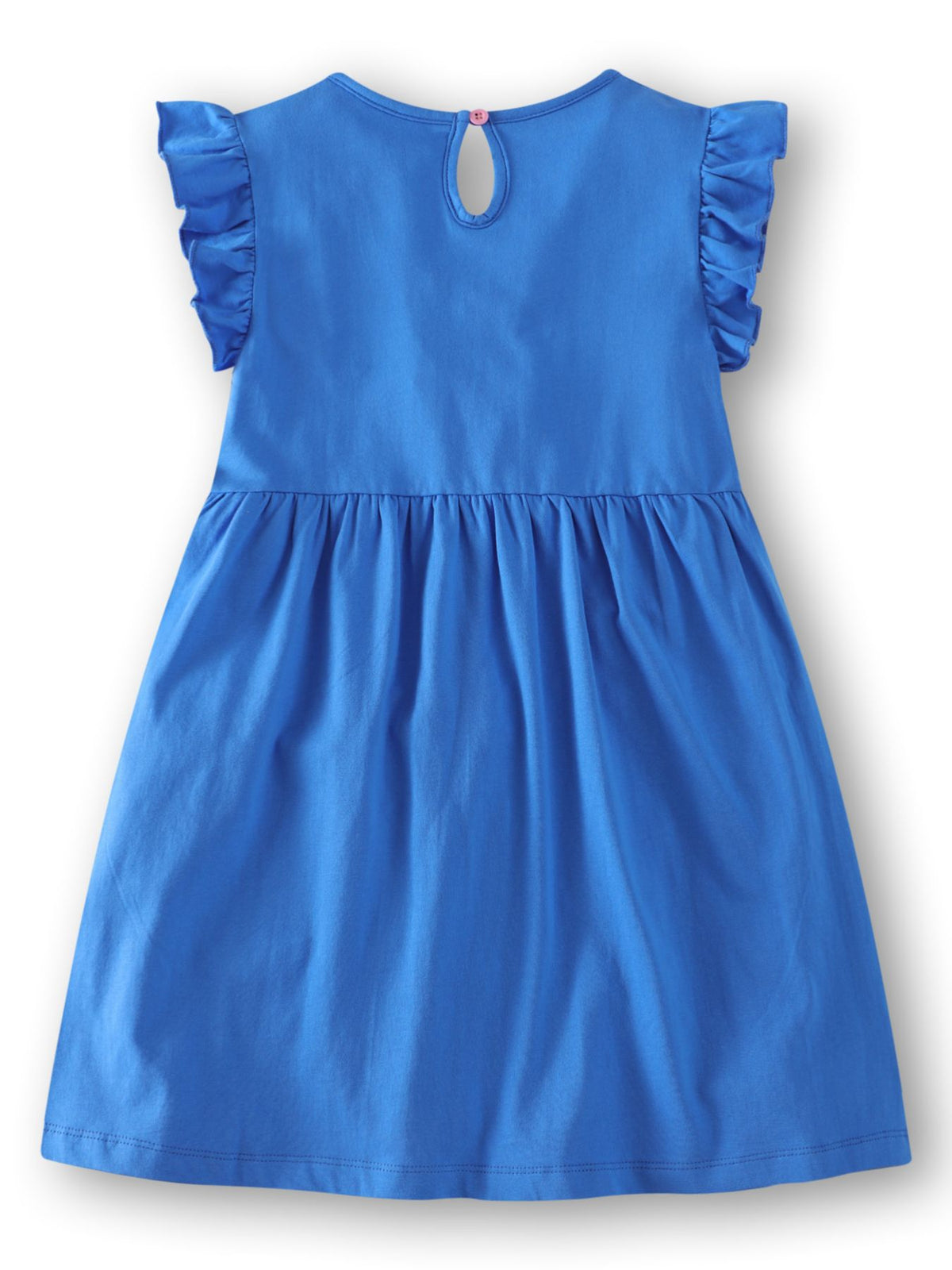 Children's Bird Applique Pocket Ruffle Sleeve Dress - Little Janey Shop
