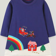 Children's Christmas Embroidered Long Sleeve Dress - Little Janey Shop