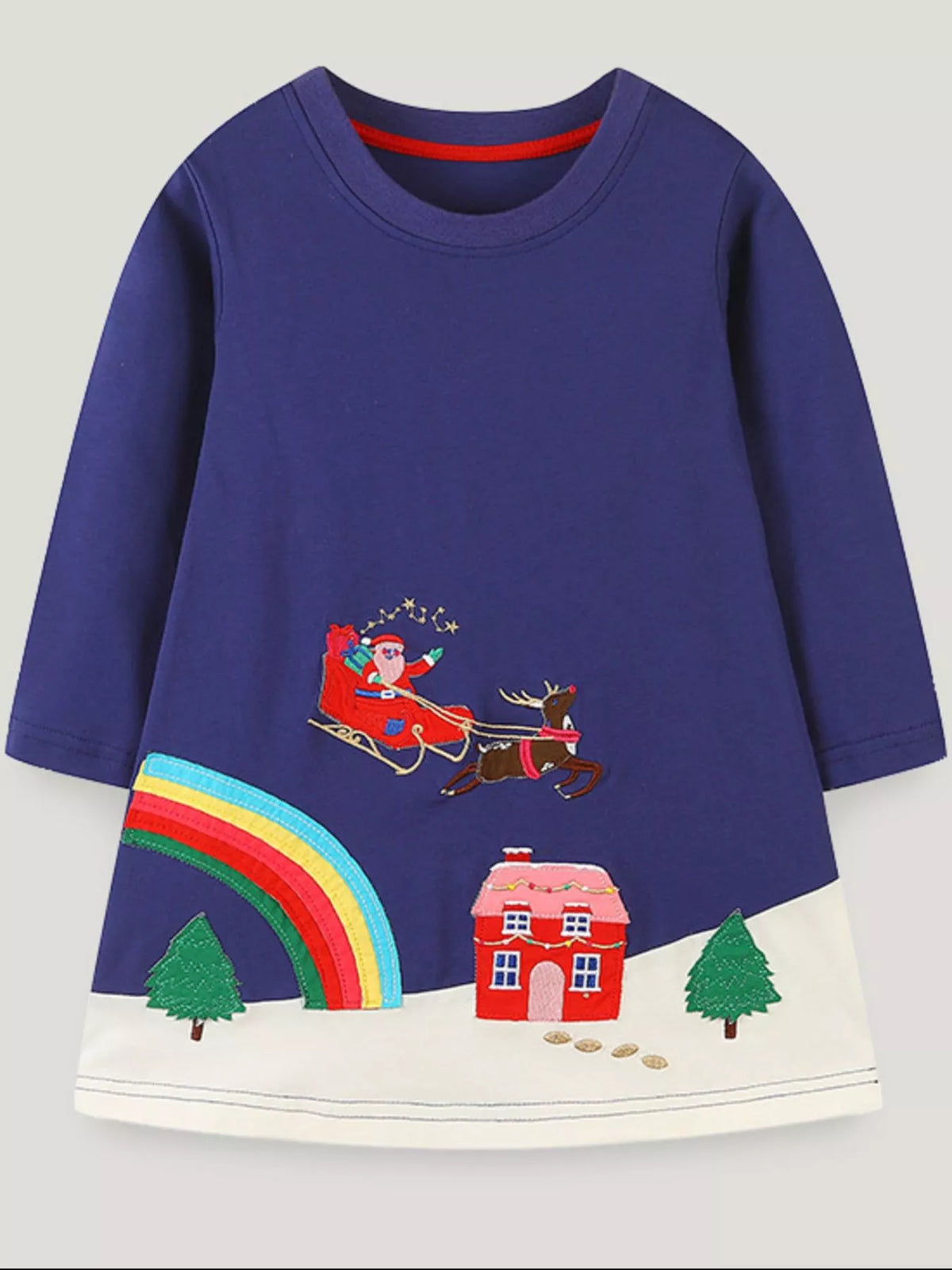 Children's Christmas Embroidered Long Sleeve Dress - Little Janey Shop