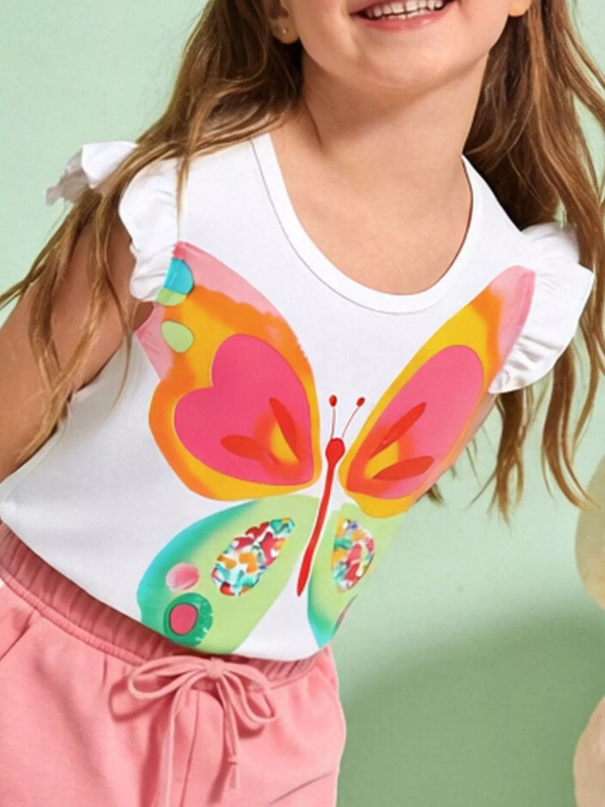 Children's Butterfly Graphic Ruffle Sleeve T-Shirt - Little Janey Shop