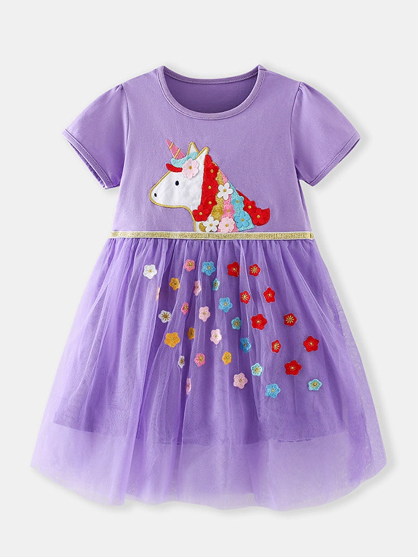 Children's Unicorn Embroidered Tulle Dress - Little Janey Shop