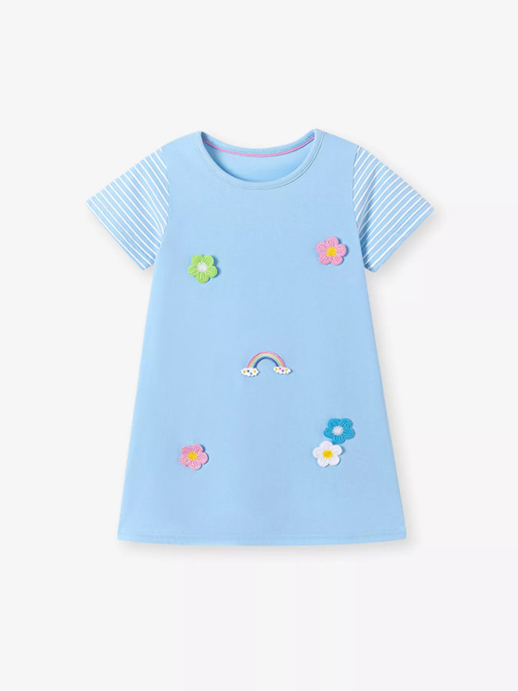 Children's Flower Round Neck Dress - Little Janey Shop