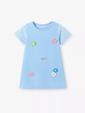 Children's Flower Round Neck Dress - Little Janey Shop