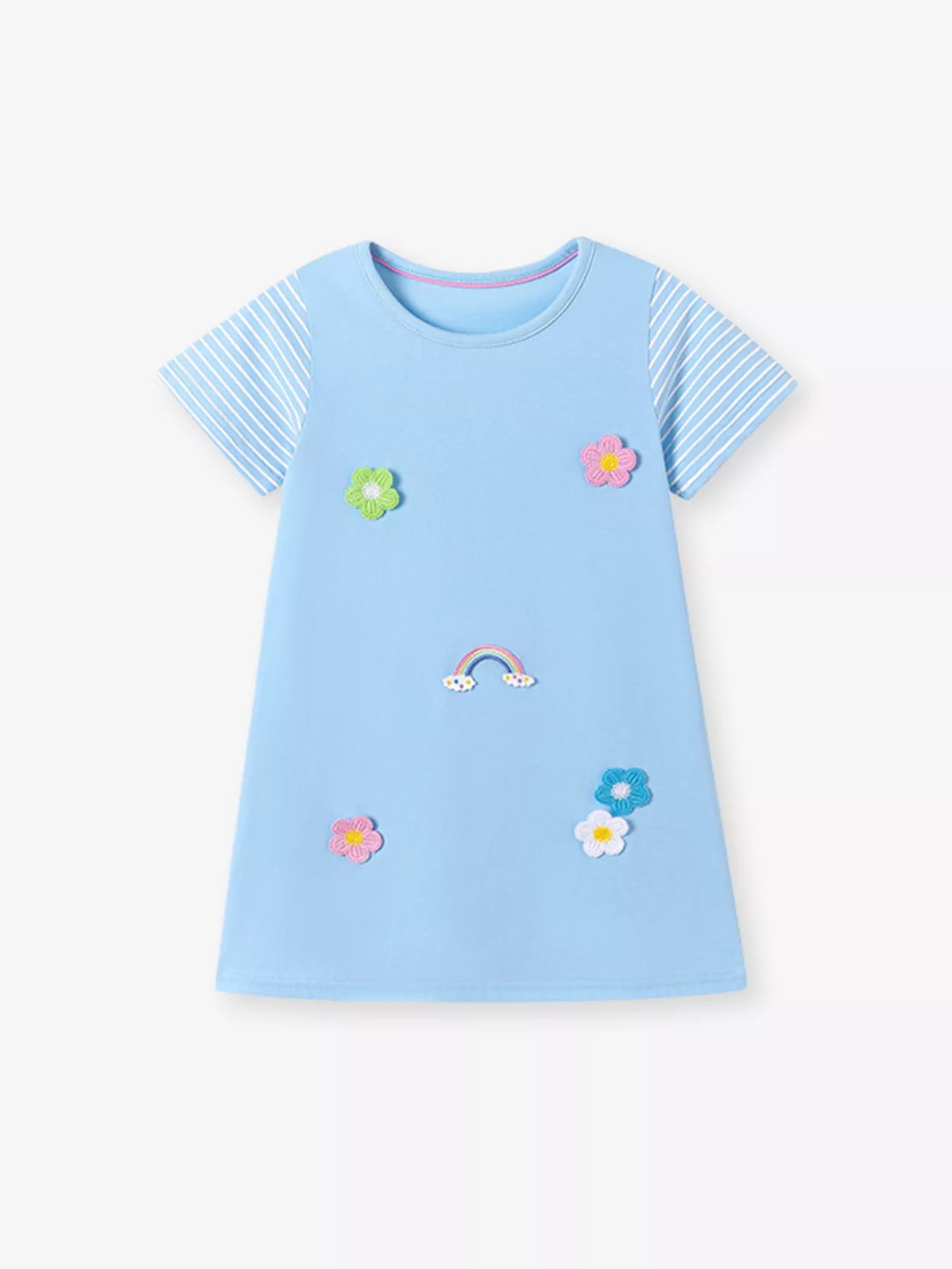 Children's Flower Round Neck Dress - Little Janey Shop