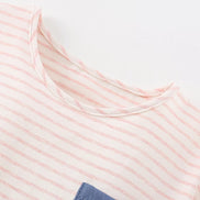 Children's Cute Cartoon Caterpillar Applique Striped T-Shirt - Little Janey Shop