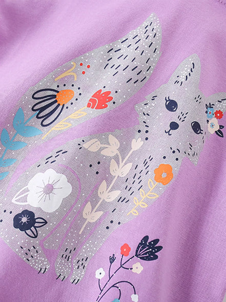 Children's Fox Graphic Ruffle Hem T-Shirt - Little Janey Shop