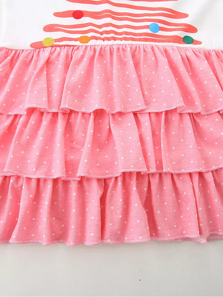 Children's Christmas Tree Ruffle Layered Dress - Little Janey Shop
