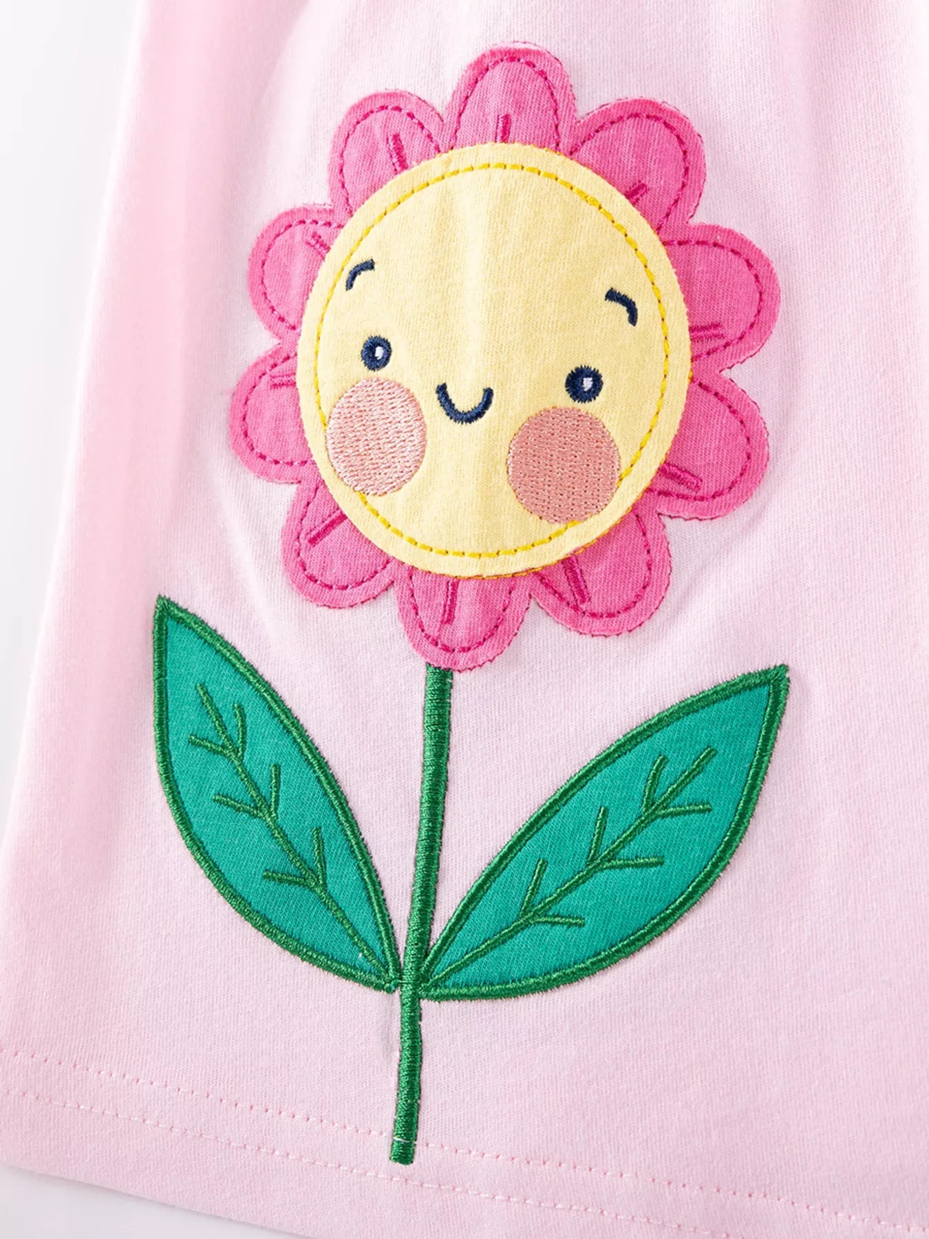 Children's Flower Appliqué Top & Rainbow Print Capri Set - Little Janey Shop