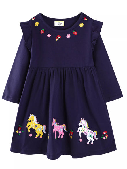 Children's Embroidered Long Sleeve Casual Dress - Little Janey Shop