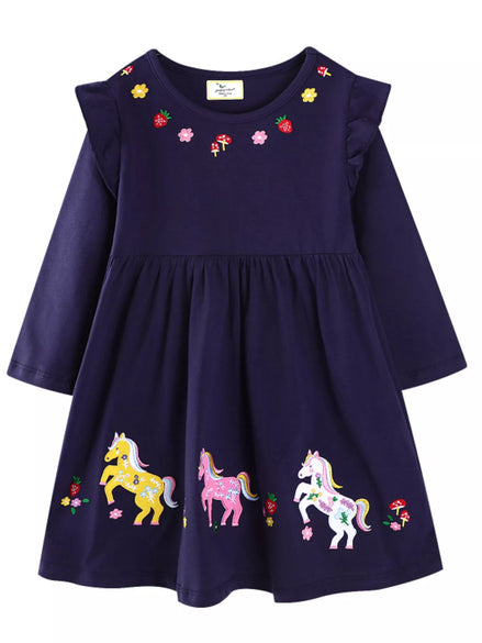 Children's Embroidered Long Sleeve Casual Dress - Little Janey Shop