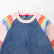 Children's Contrast Raglan Sleeve Denim Dress - Little Janey Shop