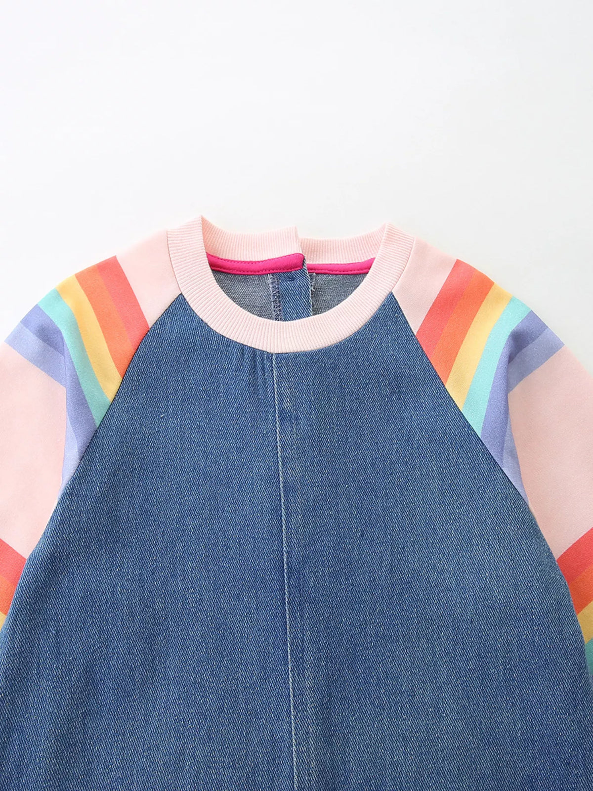 Children's Contrast Raglan Sleeve Denim Dress - Little Janey Shop