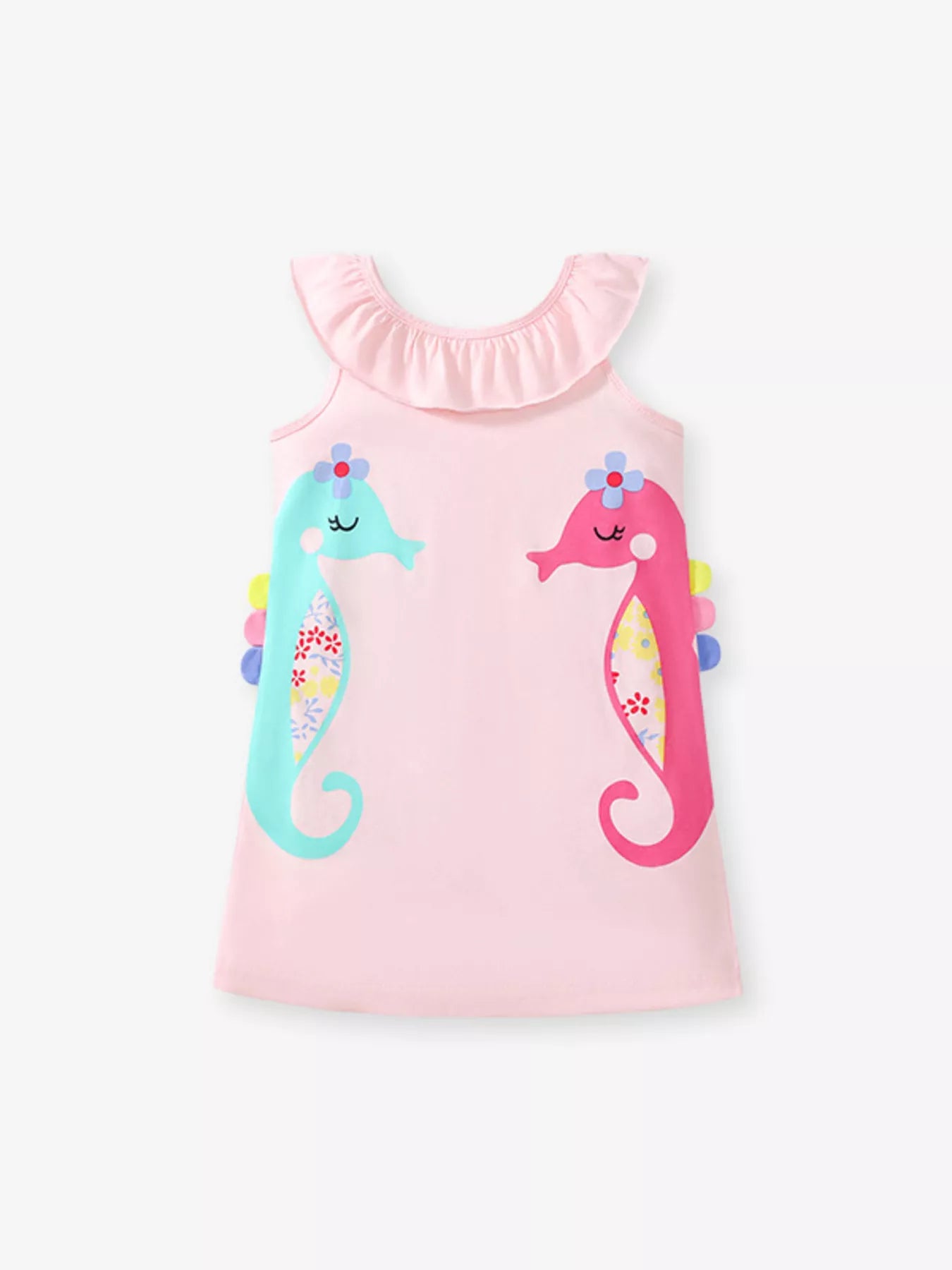 Children's Seahorse Ruffle Collar Sleeveless Dress - Little Janey Shop