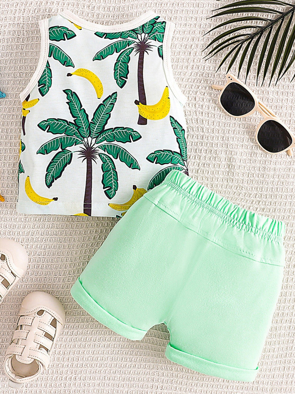 Children's Tropical Palm Print Tank Top & Shorts Set - Little Janey Shop