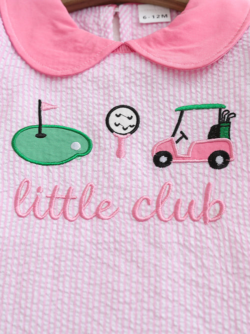 Children's Embroidered Golf Theme Ruffle Hem Dress - Little Janey Shop