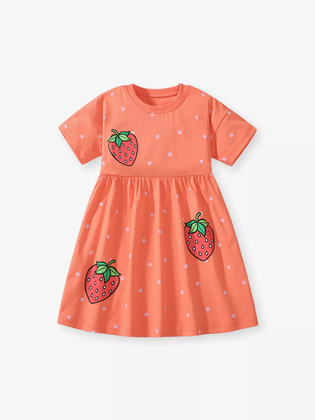 Children's Strawberry Print Casual Dress - Little Janey Shop