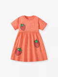Children's Strawberry Print Casual Dress - Little Janey Shop