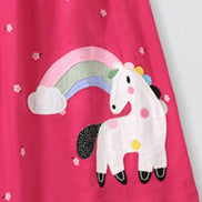 Girls' Unicorn Rainbow Short Sleeve Dress | 100% Cotton | Sizes 2Y–7Y - Little Janey Shop