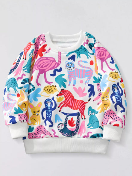 Children's Animal Print Crew Neck Sweatshirt - Little Janey Shop
