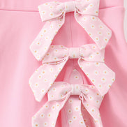 Pink Performance Bow Sash Scalloped Dress