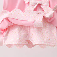 Pink Performance Bow Sash Scalloped Dress