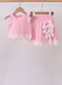 Pink scalloped active skorts set