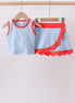 Blue scalloped active skorts set