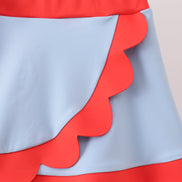 Blue scalloped active skorts set