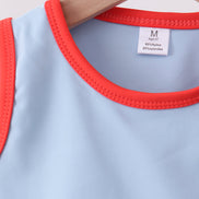 Blue scalloped active skorts set