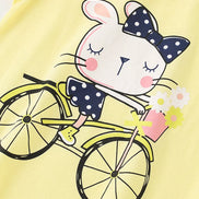 Children's Cartoon Rabbit Bicycle Short Sleeve T-Shirt - Little Janey Shop