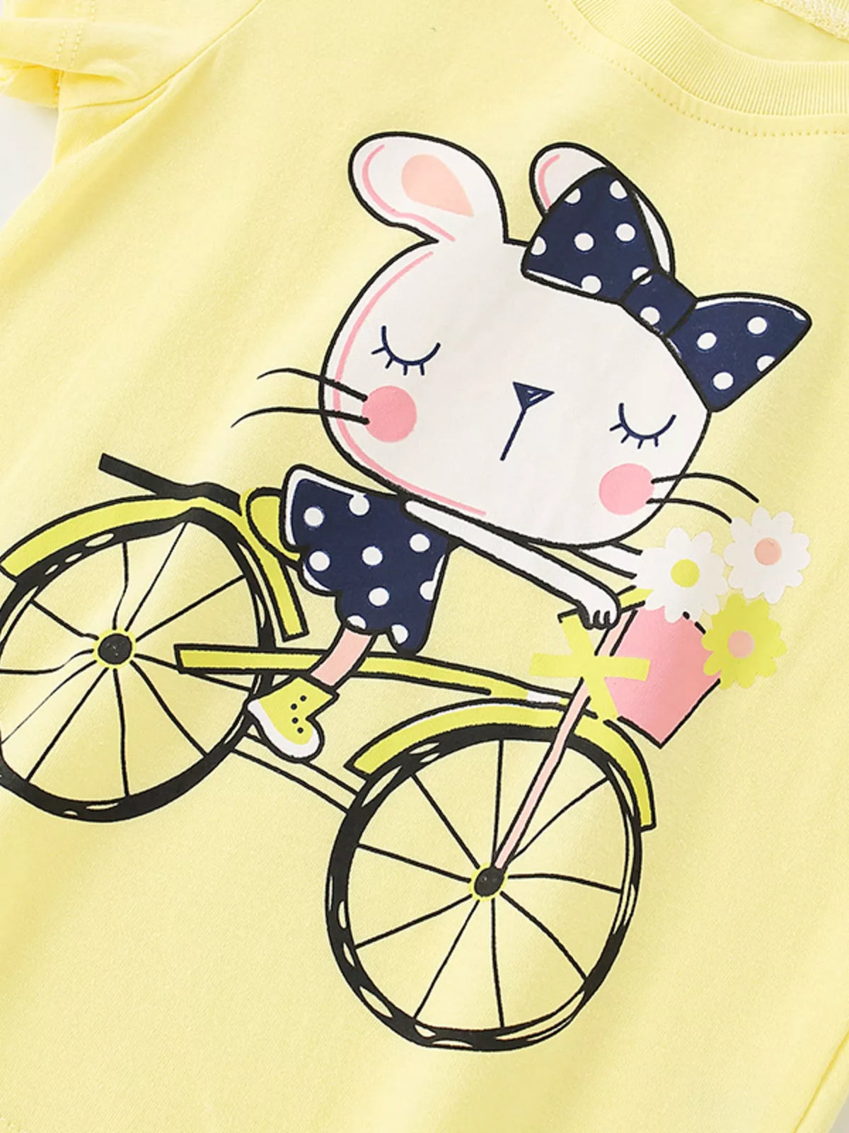 Children's Cartoon Rabbit Bicycle Short Sleeve T-Shirt - Little Janey Shop