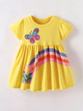 Children's Butterfly Rainbow Casual Dress - Little Janey Shop